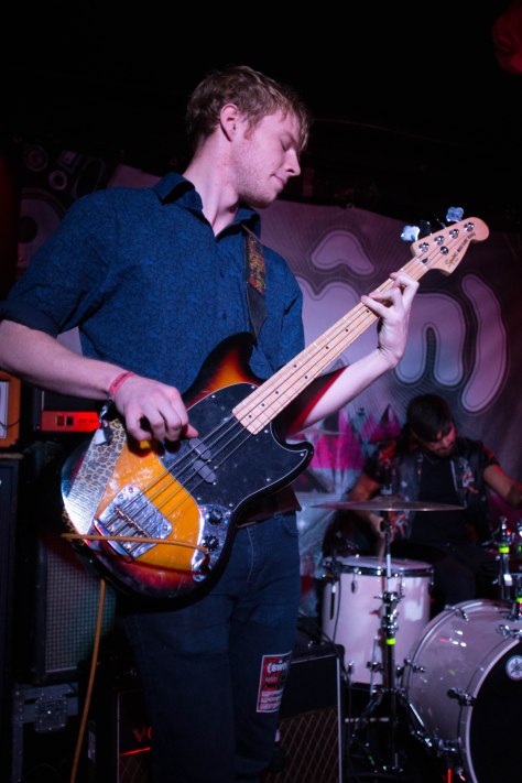 Bassist of Himalayas, Louis Heaps, performing in Moon Club, Cardiff on Saturday 22nd October.
