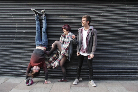 Members of Chroma, Zac Mather, Katie Hall and Liam Bevan posing outside Undertone on Sunday 23rd October.