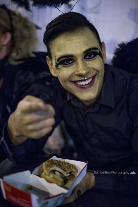 A man in fancy dress celebrates Hallowe'en- 1st November 2016 - Queen Mary Street Cardiff, United Kingdom. ©Samuel Bay