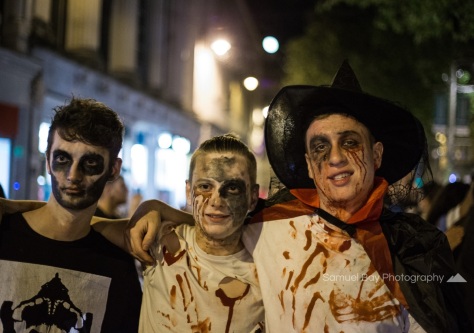Revellers in fancy dress during Hallowe'en celebrations- 1st November 2016 - Queen Street Cardiff, United Kingdom. ©Samuel Bay