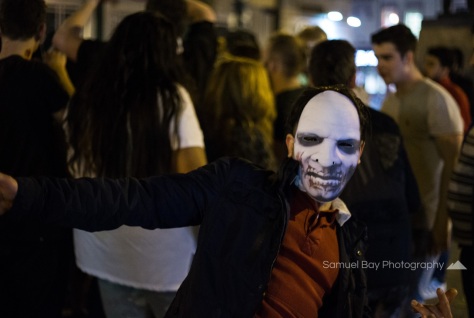 Revellers in fancy dress during Hallowe'en celebrations- 1st November 2016 - Queen Street Cardiff, United Kingdom. ©Samuel Bay
