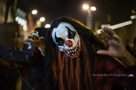 Revellers in fancy dress during Hallowe'en celebrations- 1st November 2016 - Queen Street Cardiff, United Kingdom. ©Samuel Bay