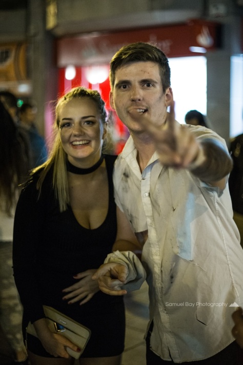 Revellers in fancy dress during Hallowe'en celebrations- 1st November 2016 - Queen Street Cardiff, United Kingdom. ©Samuel Bay
