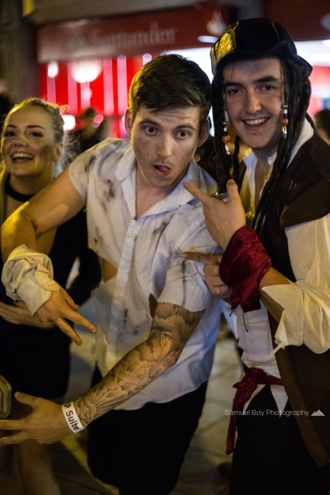 Revellers in fancy dress during Hallowe'en celebrations- 1st November 2016 - Queen Street Cardiff, United Kingdom. ©Samuel Bay
